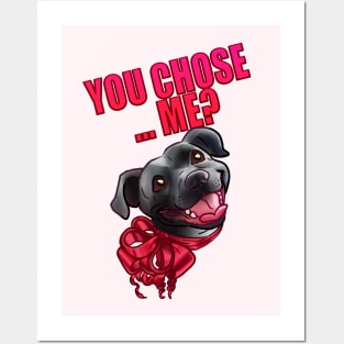 YOU CHOSE ME ? GREY BLACK STAFFY PINK CARD Posters and Art